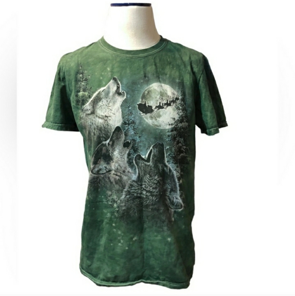 ANTONIA NESHEV Christmas Wolves Howling Shirt EUC!
